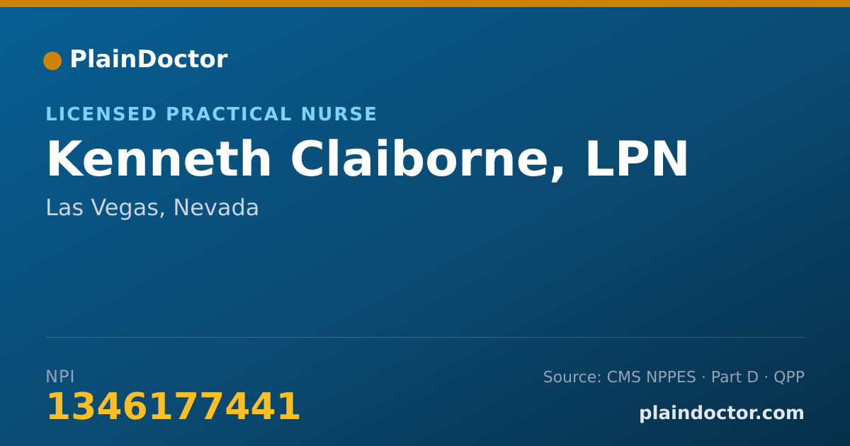 Shareable card for Kenneth Claiborne, LPN - Licensed Practical Nurse, Las Vegas, NV