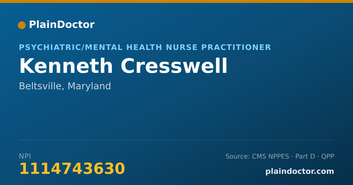 Shareable card for Kenneth Cresswell - Psychiatric/Mental Health Nurse Practitioner, Beltsville, MD
