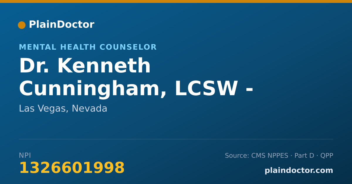Shareable card for Kenneth Cunningham, LCSW - INTERN - Mental Health Counselor, Las Vegas, NV