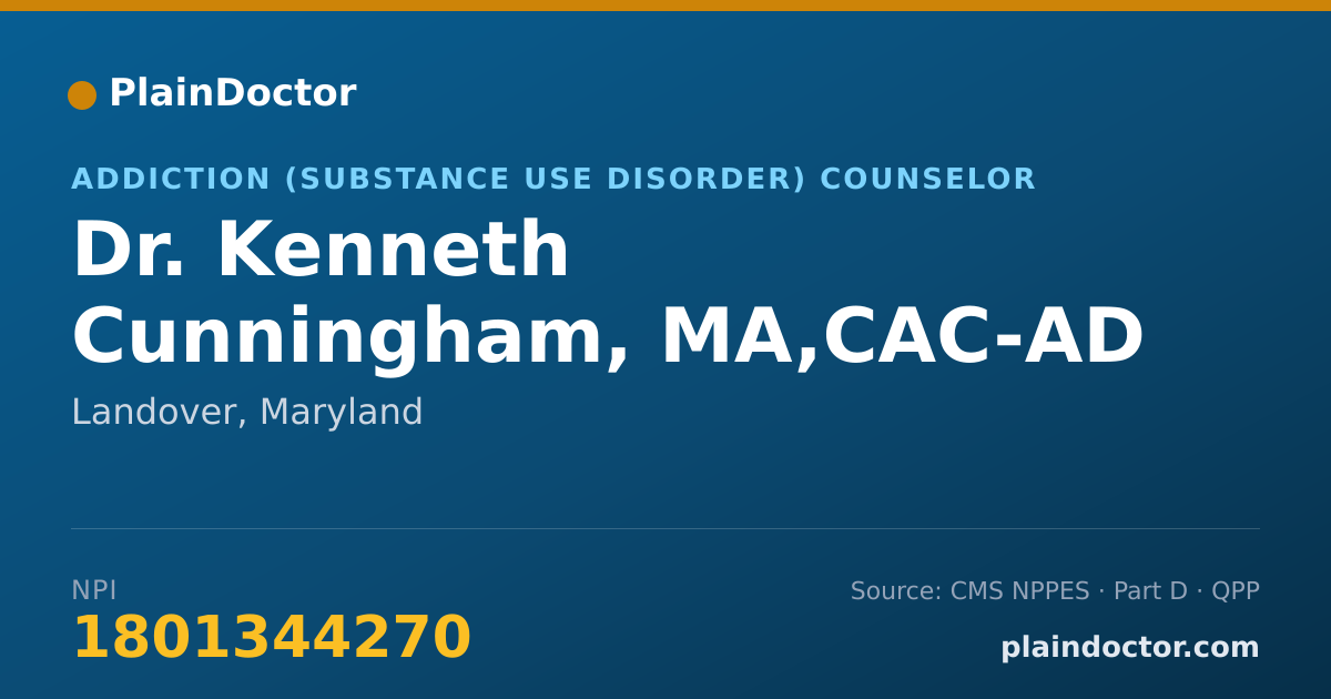 Shareable card for Kenneth Cunningham, MA,CAC-AD - Addiction (Substance Use Disorder) Counselor, Landover, MD