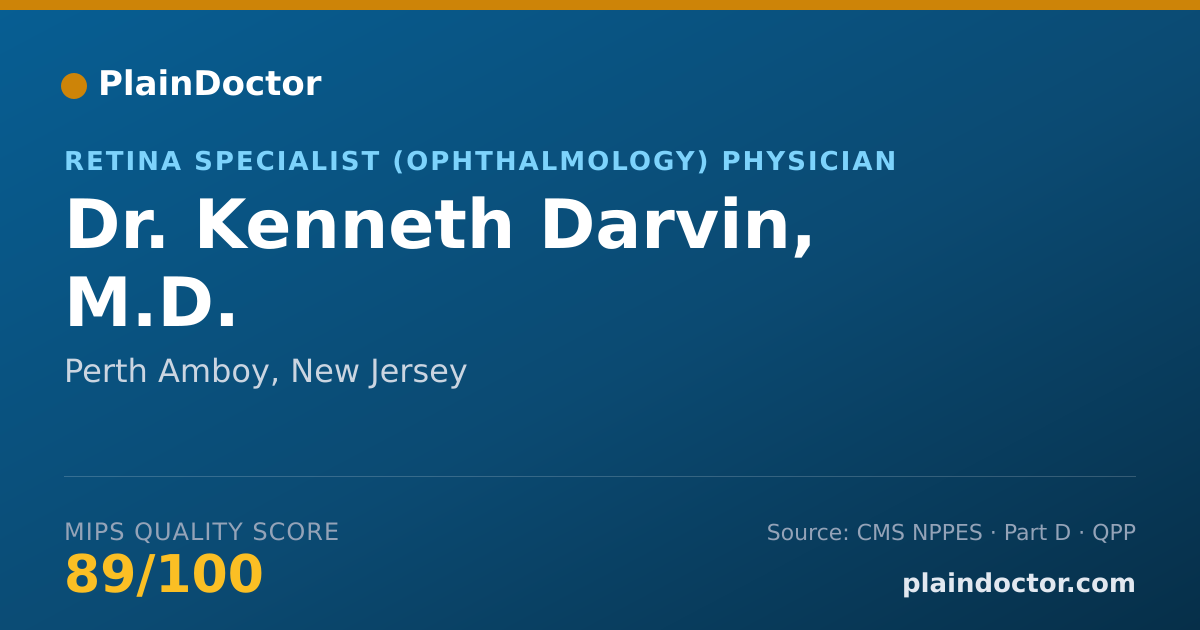 Shareable card for Kenneth Darvin, M.D. - Retina Specialist (Ophthalmology) Physician, Perth Amboy, NJ
