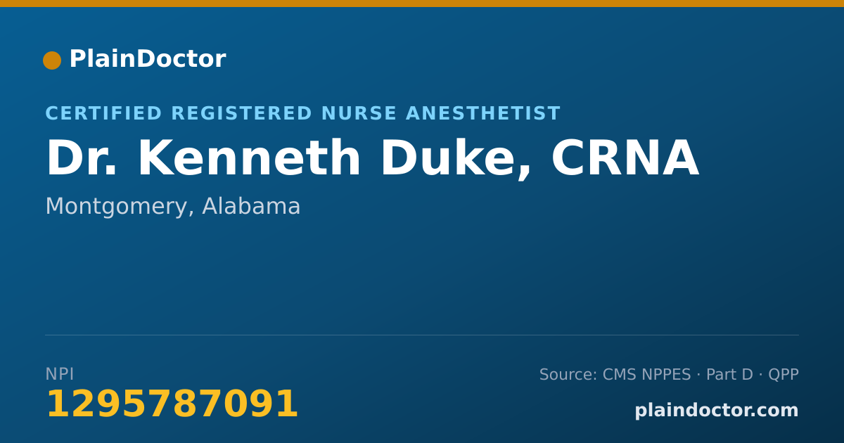 Shareable card for Kenneth Duke, CRNA - Certified Registered Nurse Anesthetist, Montgomery, AL