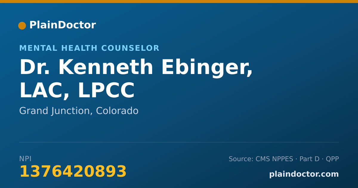 Shareable card for Kenneth Ebinger, LAC, LPCC - Mental Health Counselor, Grand Junction, CO