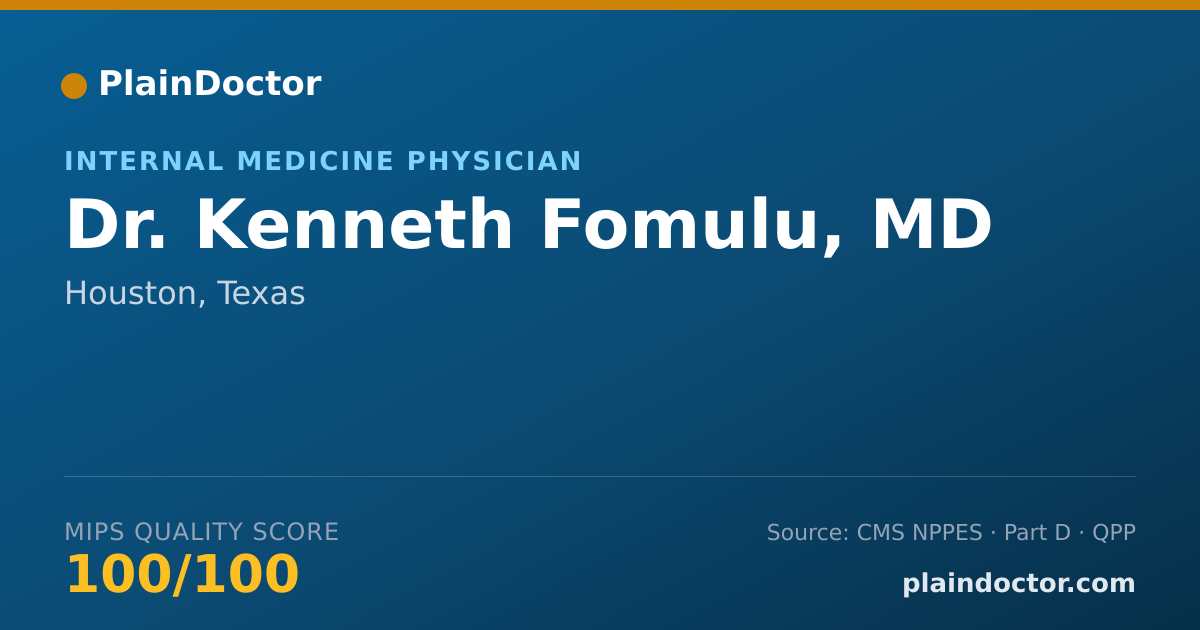 Shareable card for Kenneth Fomulu, MD - Internal Medicine Physician, Houston, TX