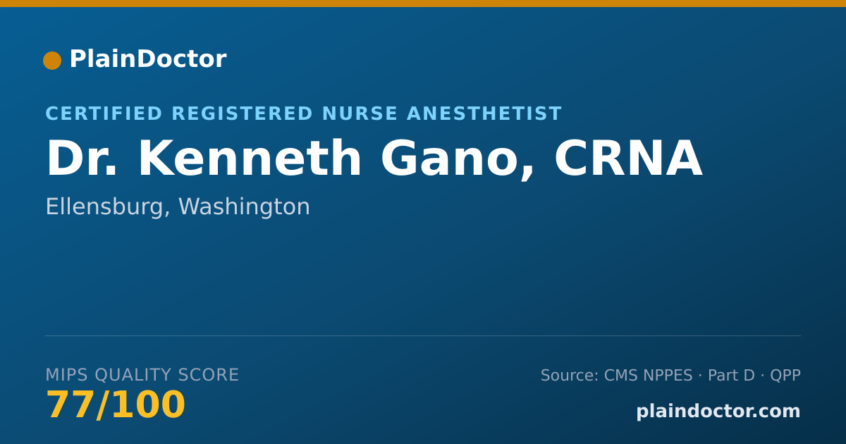 Shareable card for Kenneth Gano, CRNA - Certified Registered Nurse Anesthetist, Ellensburg, WA