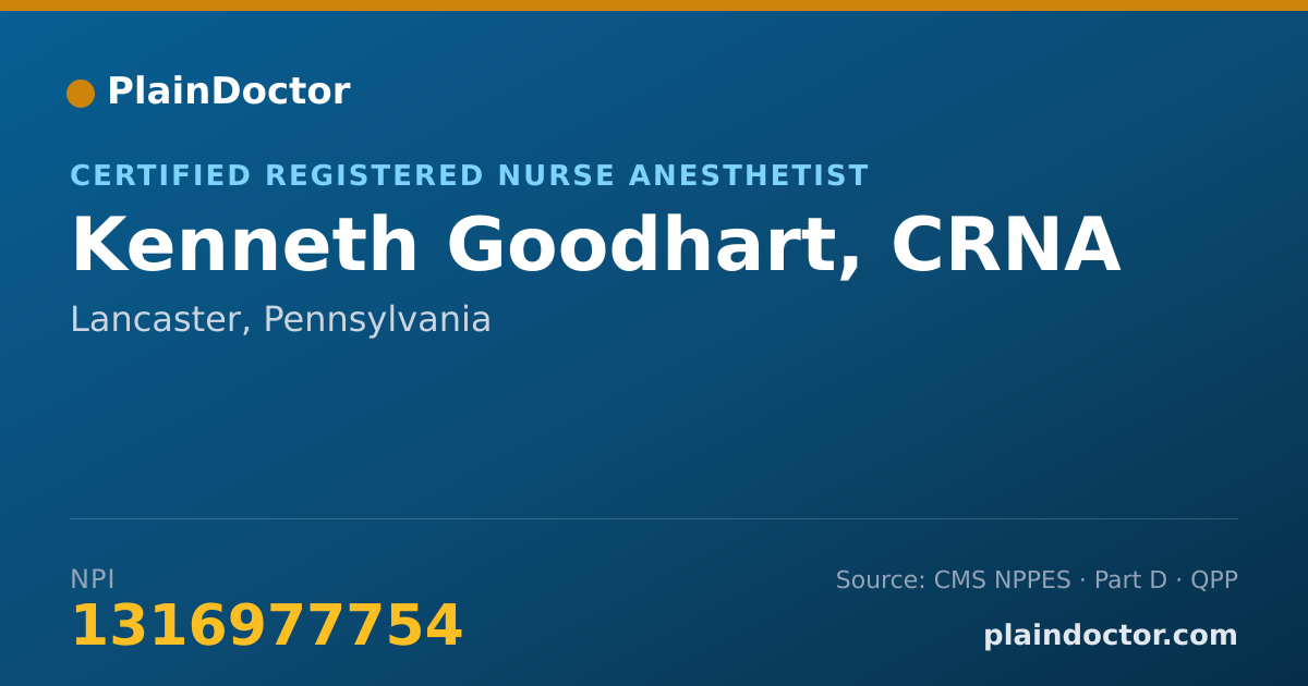 Shareable card for Kenneth Goodhart, CRNA - Certified Registered Nurse Anesthetist, Lancaster, PA