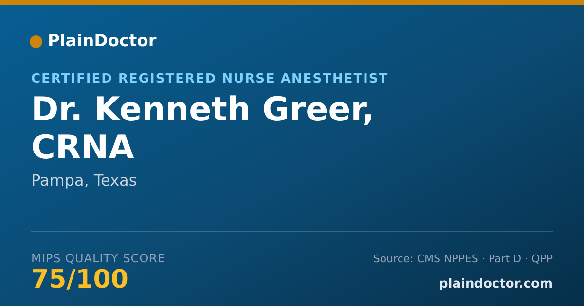 Shareable card for Kenneth Greer, CRNA - Certified Registered Nurse Anesthetist, Pampa, TX