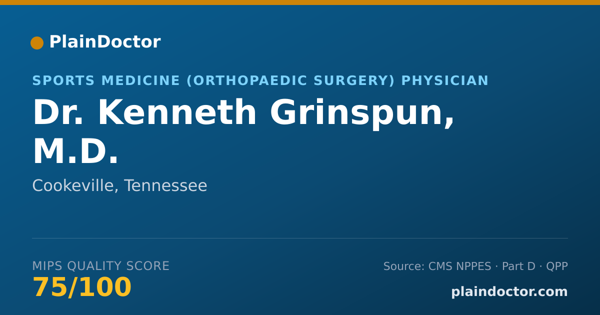 Shareable card for Kenneth Grinspun, M.D. - Sports Medicine (Orthopaedic Surgery) Physician, Cookeville, TN