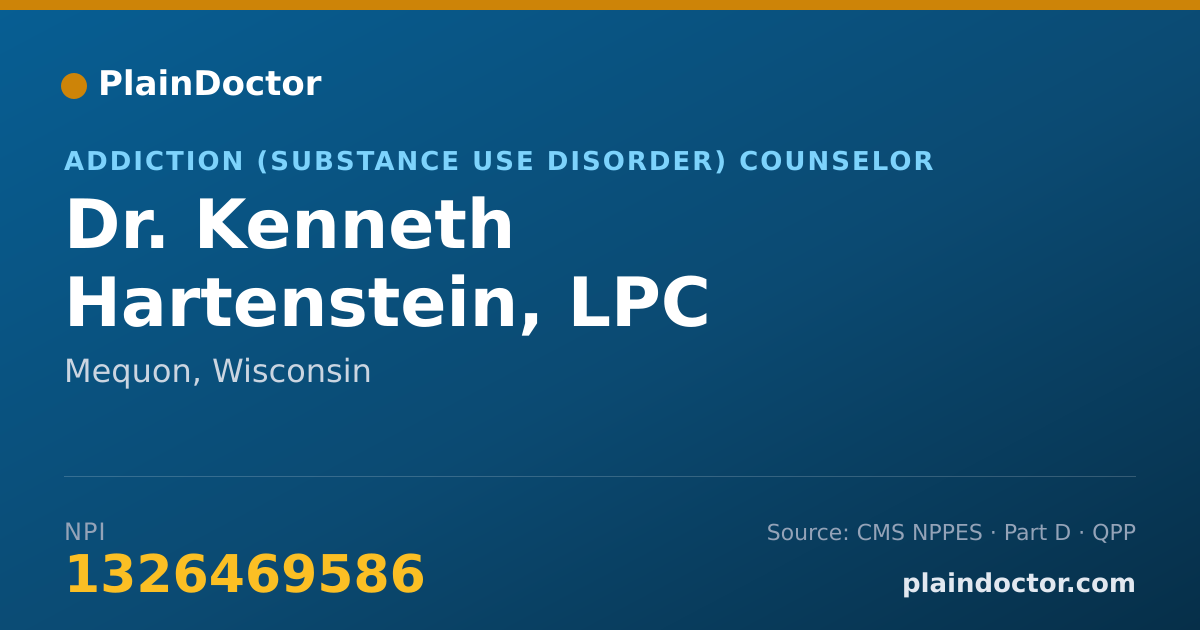 Shareable card for Kenneth Hartenstein, LPC - Addiction (Substance Use Disorder) Counselor, Mequon, WI