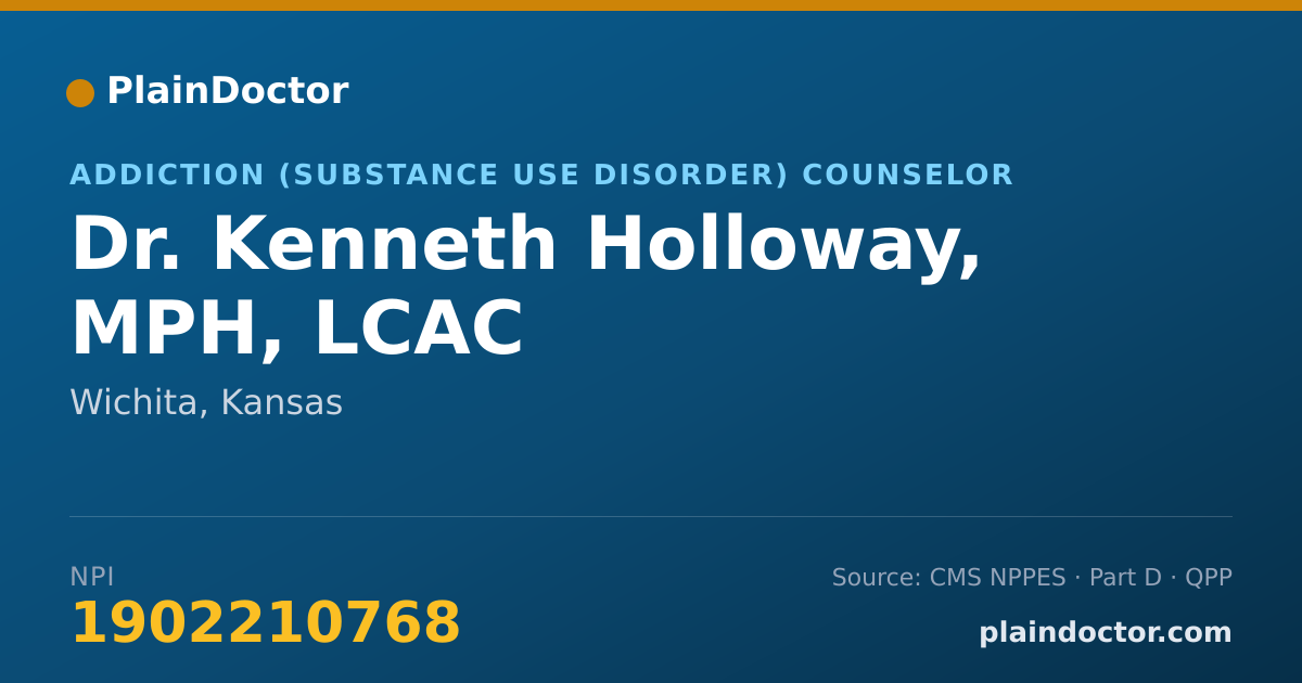 Shareable card for Kenneth Holloway, MPH, LCAC - Addiction (Substance Use Disorder) Counselor, Wichita, KS