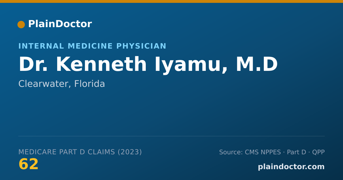 Shareable card for Kenneth Iyamu, M.D - Internal Medicine Physician, Clearwater, FL