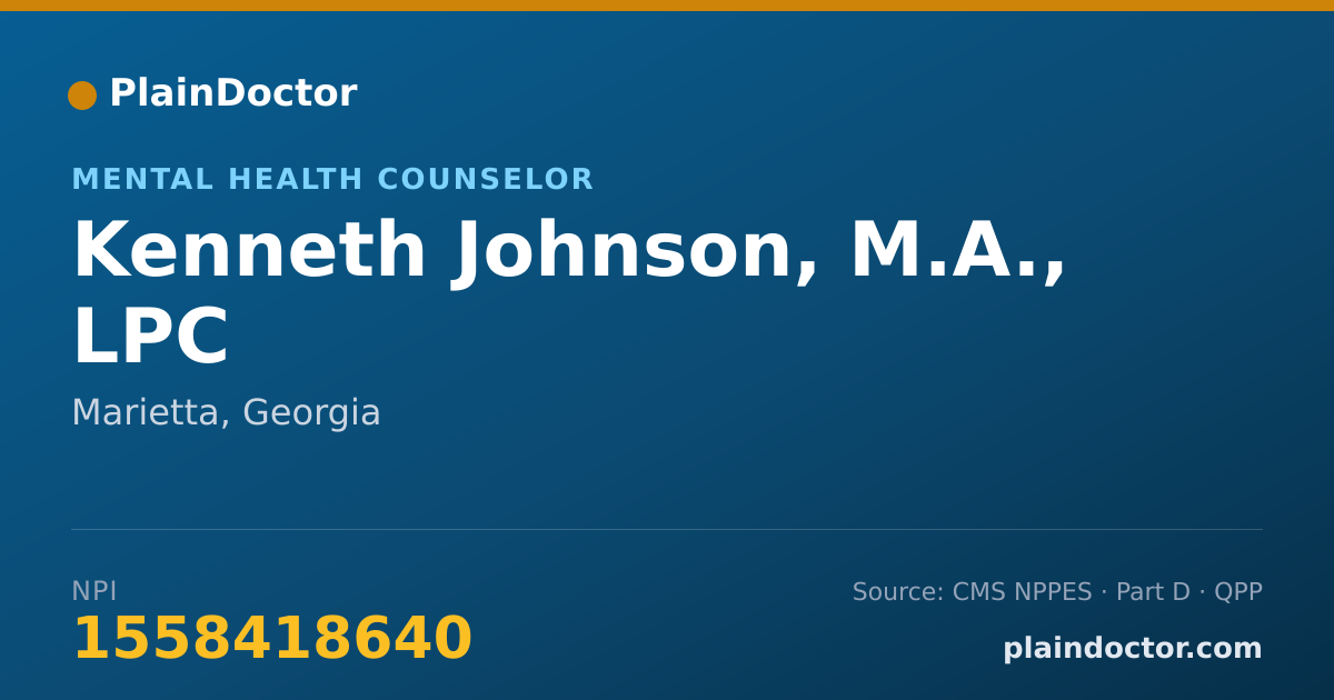 Shareable card for Kenneth Johnson, M.A., LPC - Mental Health Counselor, Marietta, GA