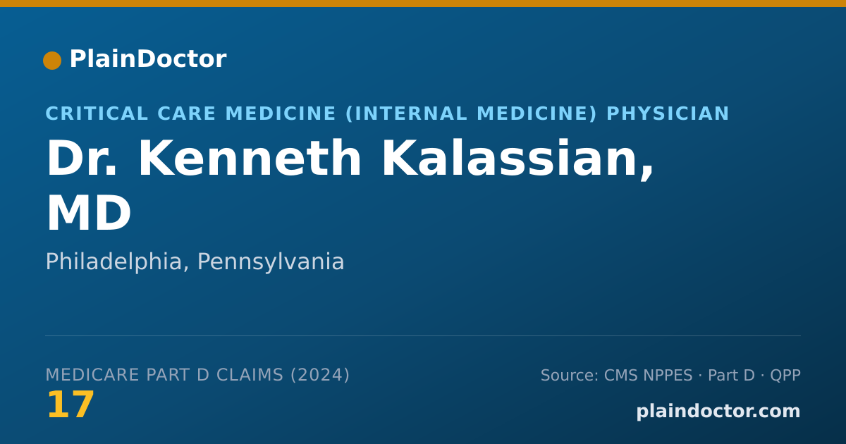 Shareable card for Kenneth Kalassian, MD - Critical Care Medicine (Internal Medicine) Physician, Philadelphia, PA