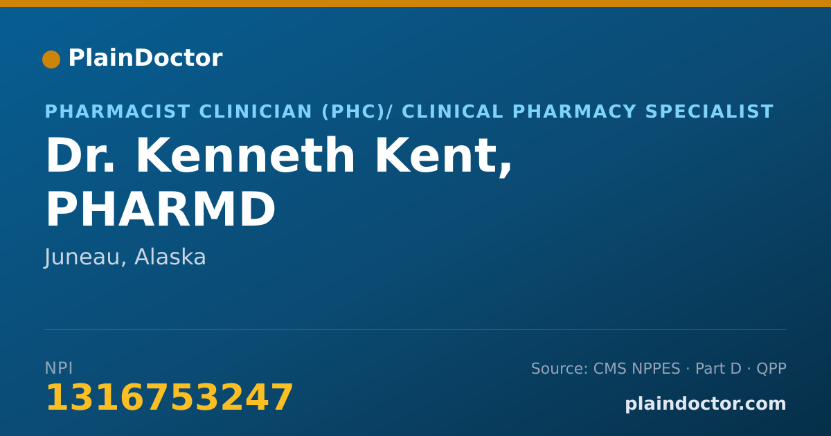 Shareable card for Kenneth Kent, PHARMD - Pharmacist Clinician (PhC)/ Clinical Pharmacy Specialist, Juneau, AK