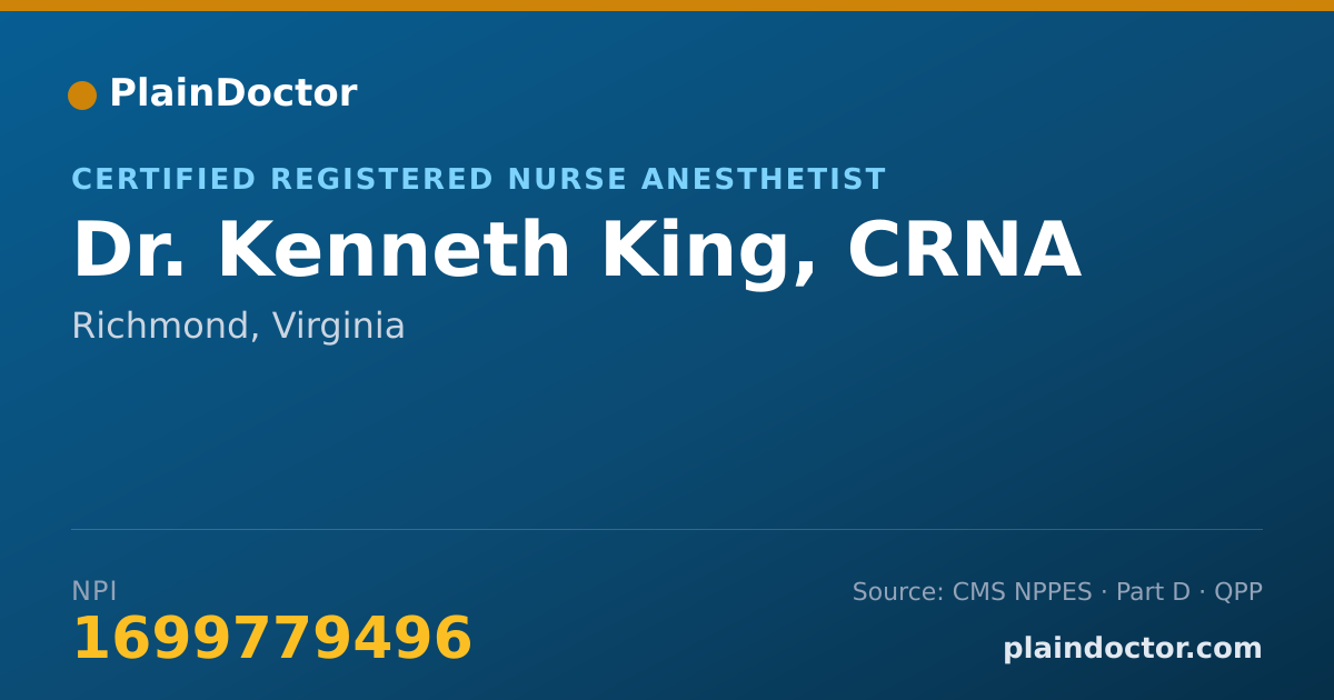 Shareable card for Kenneth King, CRNA - Certified Registered Nurse Anesthetist, Richmond, VA