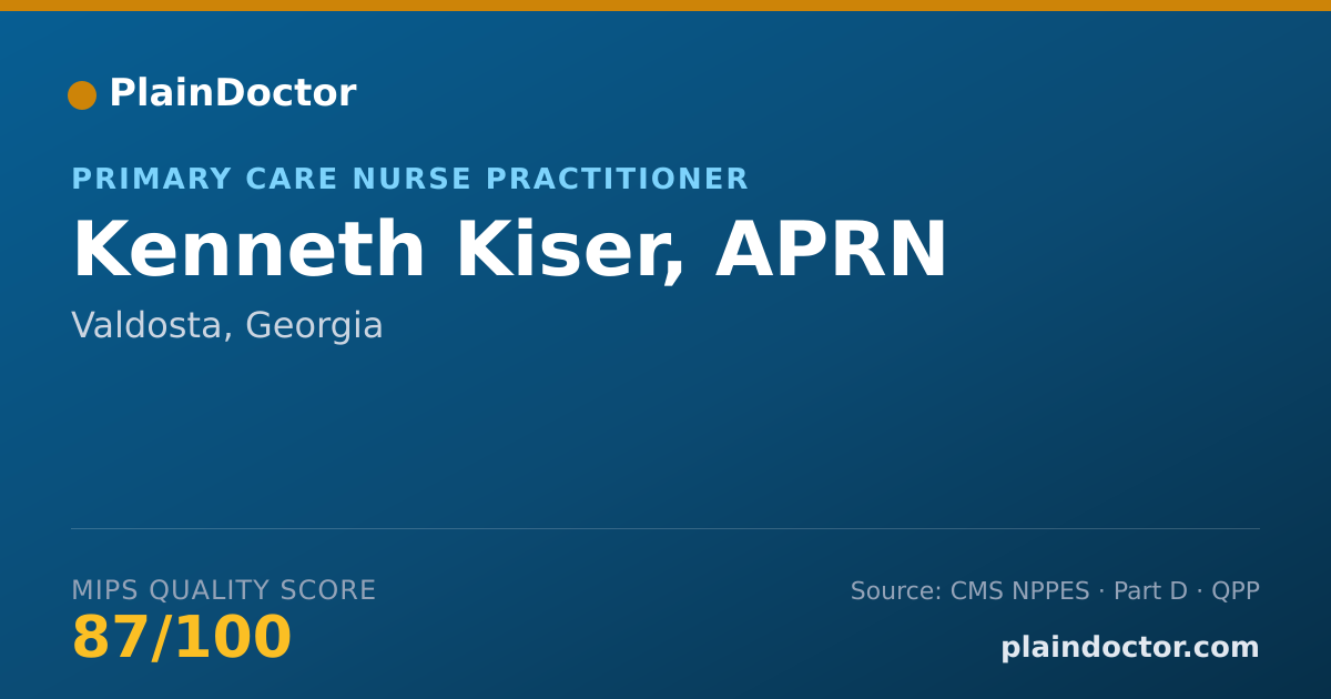 Shareable card for Kenneth Kiser, APRN - Primary Care Nurse Practitioner, Valdosta, GA