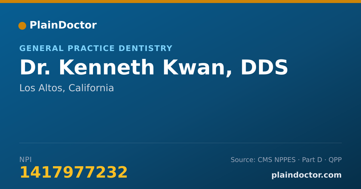 Shareable card for Kenneth Kwan, DDS - General Practice Dentistry, Los Altos, CA
