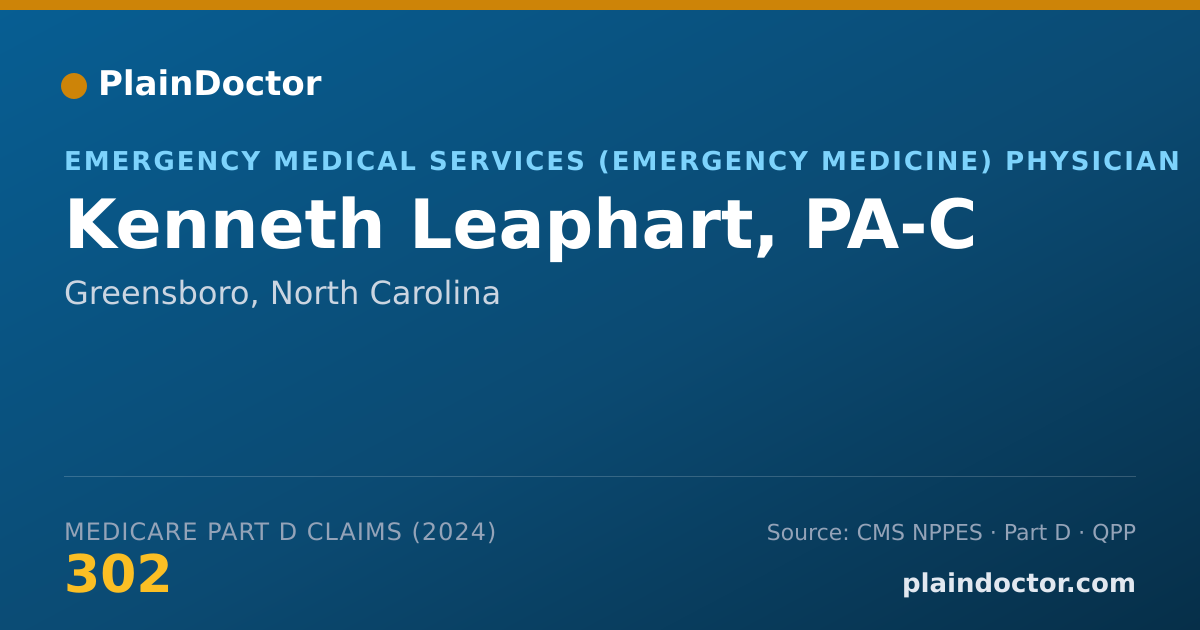 Shareable card for Kenneth Leaphart, PA-C - Emergency Medical Services (Emergency Medicine) Physician, Greensboro, NC