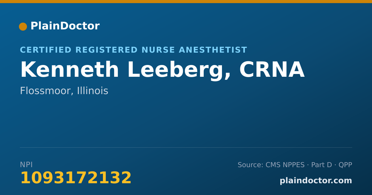 Shareable card for Kenneth Leeberg, CRNA - Certified Registered Nurse Anesthetist, Flossmoor, IL