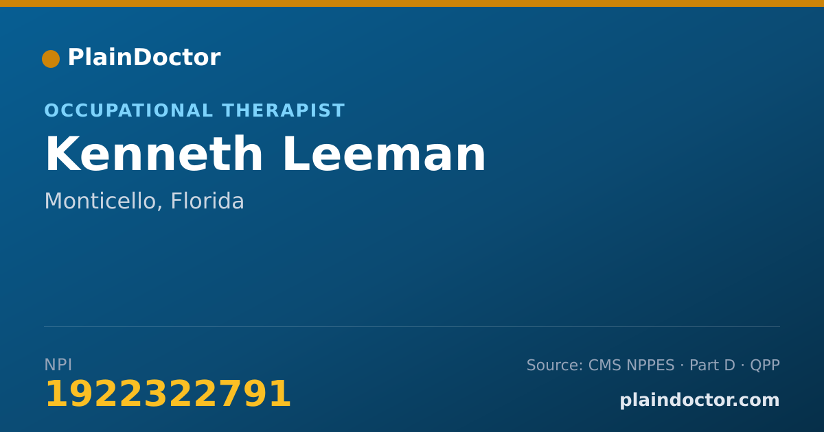 Shareable card for Kenneth Leeman - Occupational Therapist, Monticello, FL