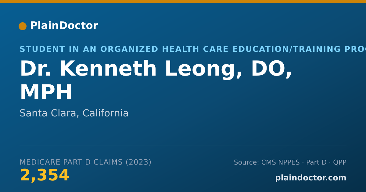 Shareable card for Kenneth Leong, DO, MPH - Student in an Organized Health Care Education/Training Program, Santa Clara, CA