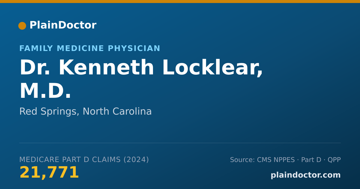 Shareable card for Kenneth Locklear, M.D. - Family Medicine Physician, Red Springs, NC