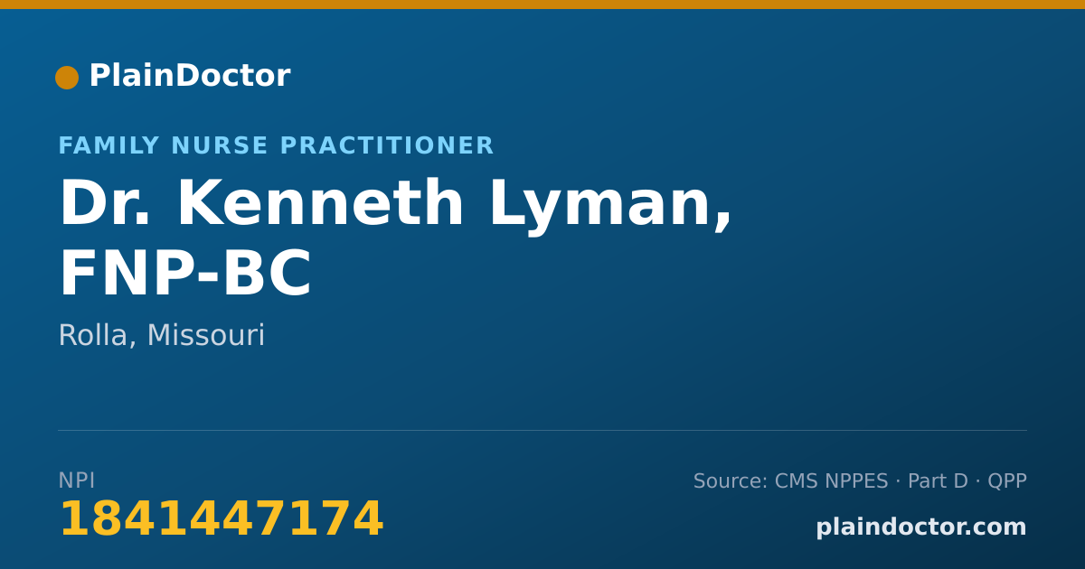 Shareable card for Kenneth Lyman, FNP-BC - Family Nurse Practitioner, Rolla, MO
