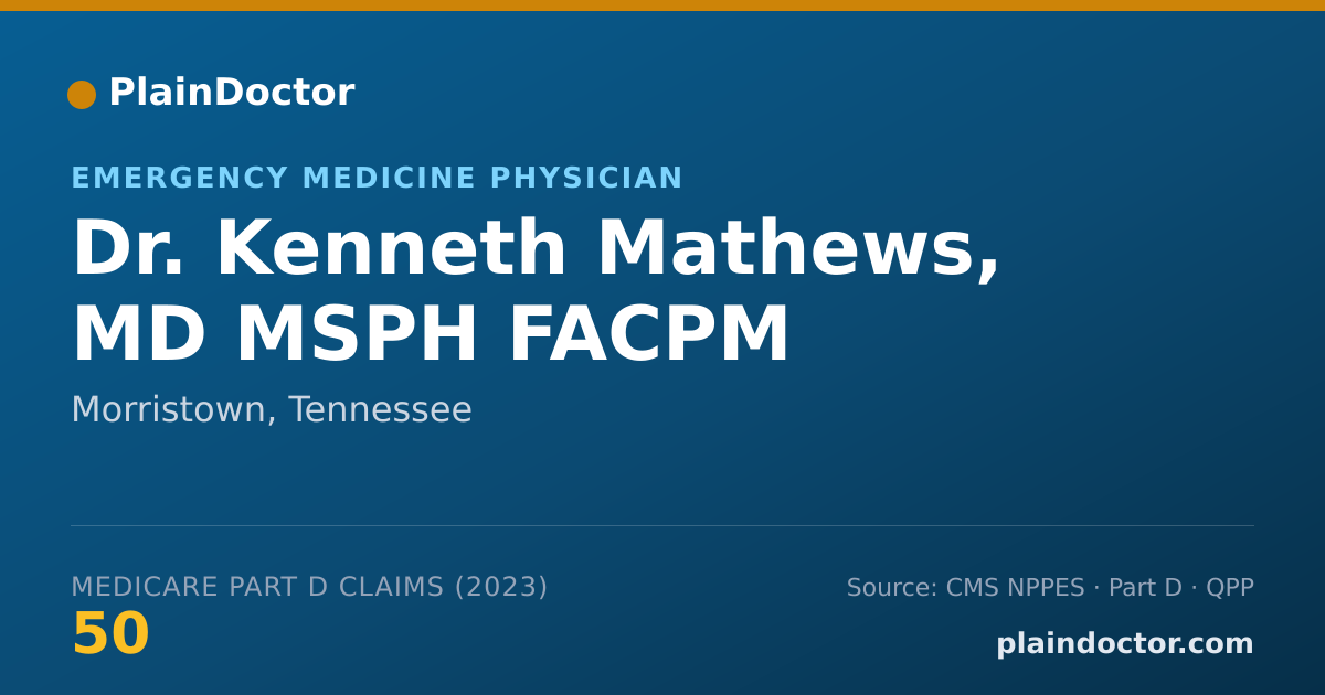 Shareable card for Kenneth Mathews, MD MSPH FACPM - Emergency Medicine Physician, Morristown, TN
