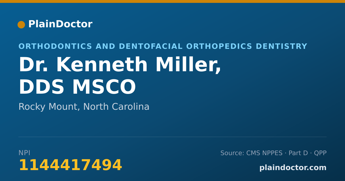 Shareable card for Kenneth Miller, DDS MSCO - Orthodontics and Dentofacial Orthopedics Dentistry, Rocky Mount, NC