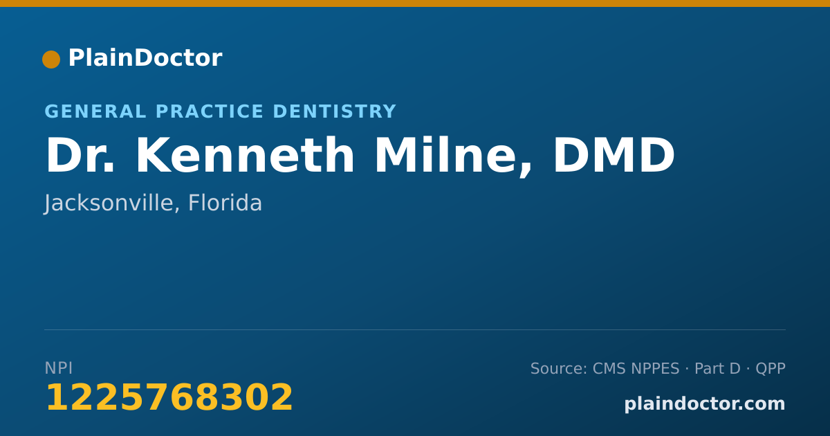 Shareable card for Kenneth Milne, DMD - General Practice Dentistry, Jacksonville, FL