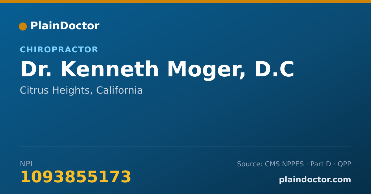 Shareable card for Kenneth Moger, D.C - Chiropractor, Citrus Heights, CA