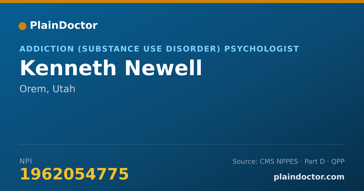 Shareable card for Kenneth Newell - Addiction (Substance Use Disorder) Psychologist, Orem, UT