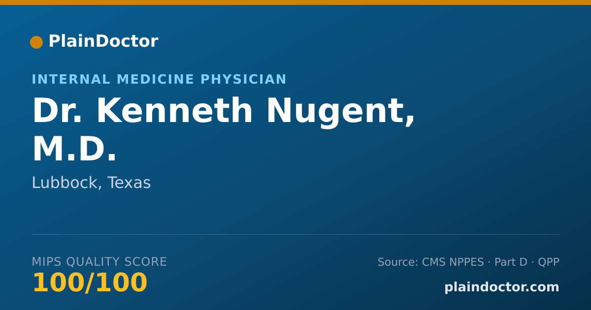 Shareable card for Kenneth Nugent, M.D. - Internal Medicine Physician, Lubbock, TX