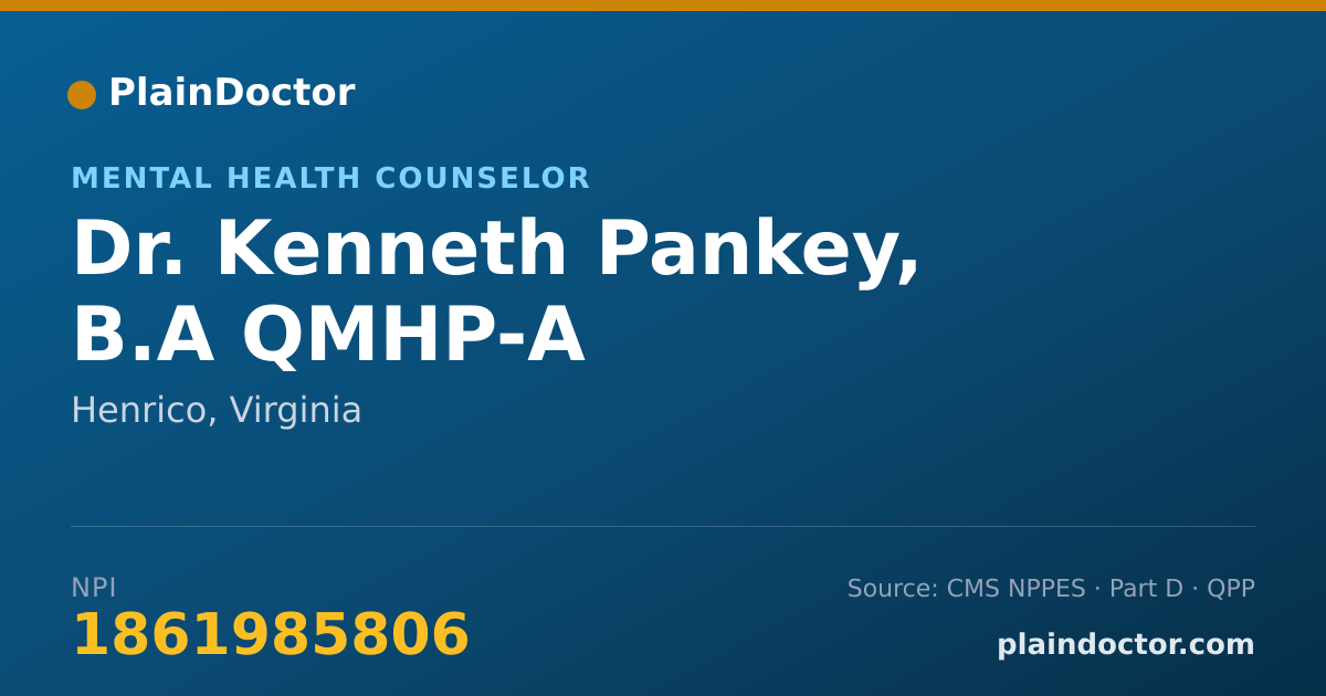 Shareable card for Kenneth Pankey, B.A QMHP-A - Mental Health Counselor, Henrico, VA
