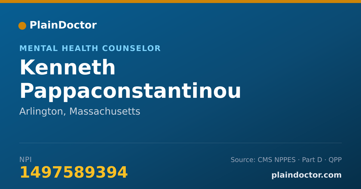 Shareable card for Kenneth Pappaconstantinou - Mental Health Counselor, Arlington, MA