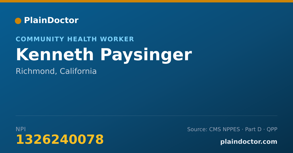 Shareable card for Kenneth Paysinger - Community Health Worker, Richmond, CA