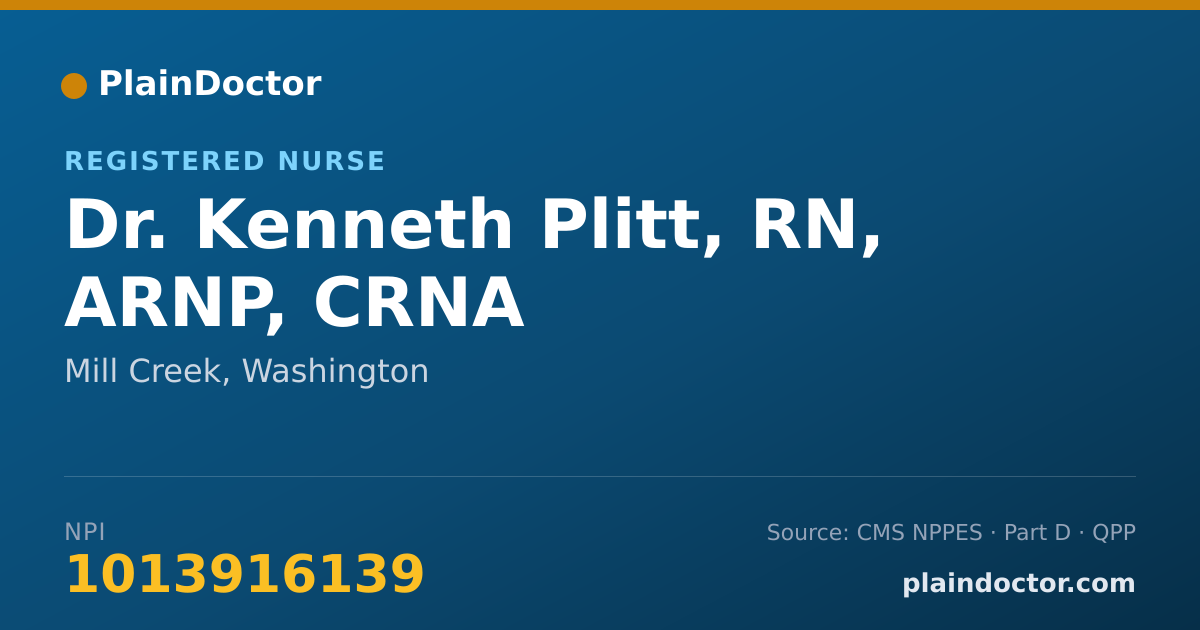 Shareable card for Kenneth Plitt, RN, ARNP, CRNA - Registered Nurse, Mill Creek, WA