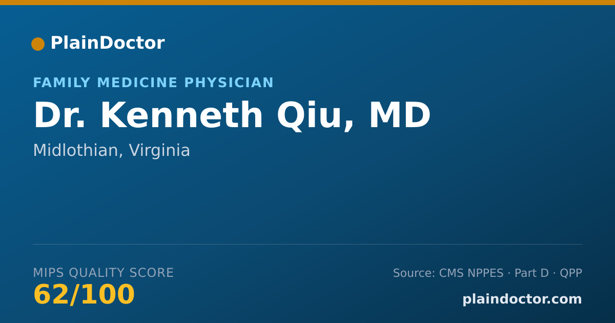 Shareable card for Kenneth Qiu, MD - Family Medicine Physician, Midlothian, VA