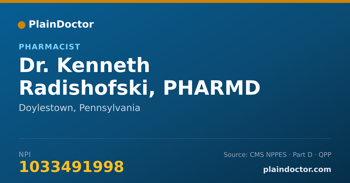 Shareable card for Kenneth Radishofski, PHARMD - Pharmacist, Doylestown, PA