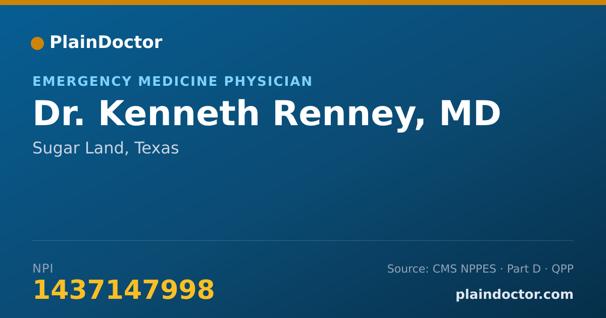 Shareable card for Kenneth Renney, MD - Emergency Medicine Physician, Sugar Land, TX