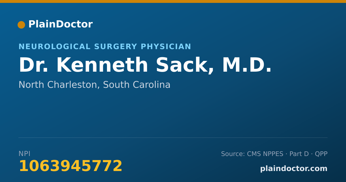 Shareable card for Kenneth Sack, M.D. - Neurological Surgery Physician, North Charleston, SC