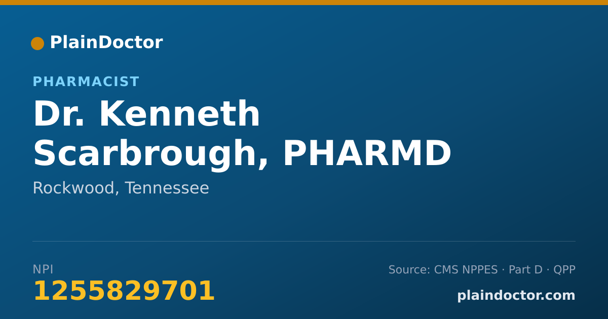Shareable card for Kenneth Scarbrough, PHARMD - Pharmacist, Rockwood, TN