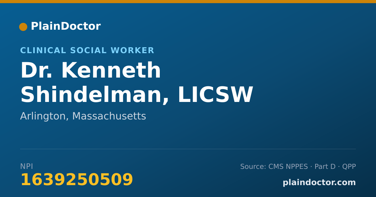 Shareable card for Kenneth Shindelman, LICSW - Clinical Social Worker, Arlington, MA
