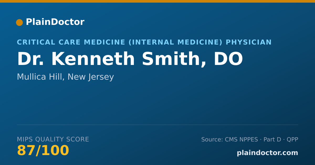 Shareable card for Kenneth Smith, DO - Critical Care Medicine (Internal Medicine) Physician, Mullica Hill, NJ