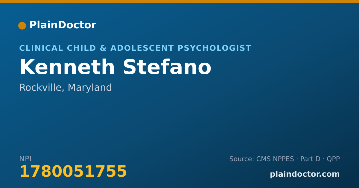Shareable card for Kenneth Stefano - Clinical Child & Adolescent Psychologist, Rockville, MD