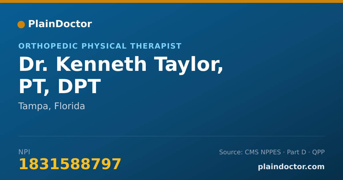 Shareable card for Kenneth Taylor, PT, DPT - Orthopedic Physical Therapist, Tampa, FL