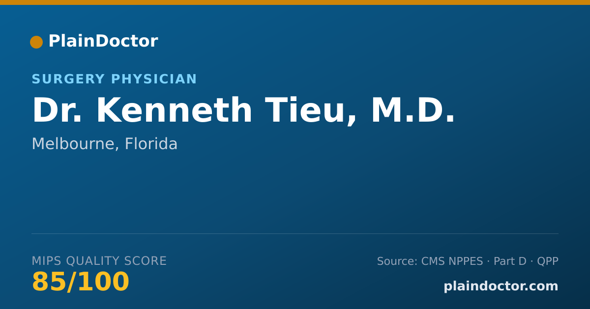 Shareable card for Kenneth Tieu, M.D. - Surgery Physician, Melbourne, FL
