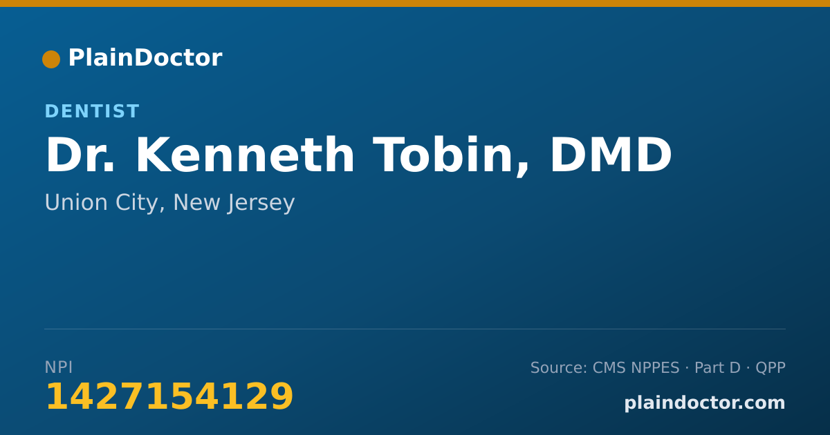 Shareable card for Kenneth Tobin, DMD - Dentist, Union City, NJ