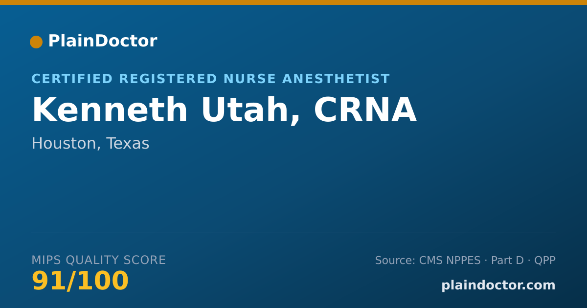 Shareable card for Kenneth Utah, CRNA - Certified Registered Nurse Anesthetist, Houston, TX
