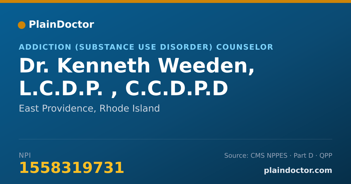 Shareable card for Kenneth Weeden, L.C.D.P. , C.C.D.P.D - Addiction (Substance Use Disorder) Counselor, East Providence, RI